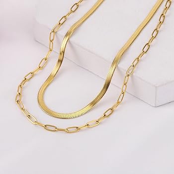 YONVUN Set Collana Girocollo Oro 18k - 2 Pezzi Separati Con Ciondolo Pietre Preziose, Regalo Elegante Donna - Foto 9