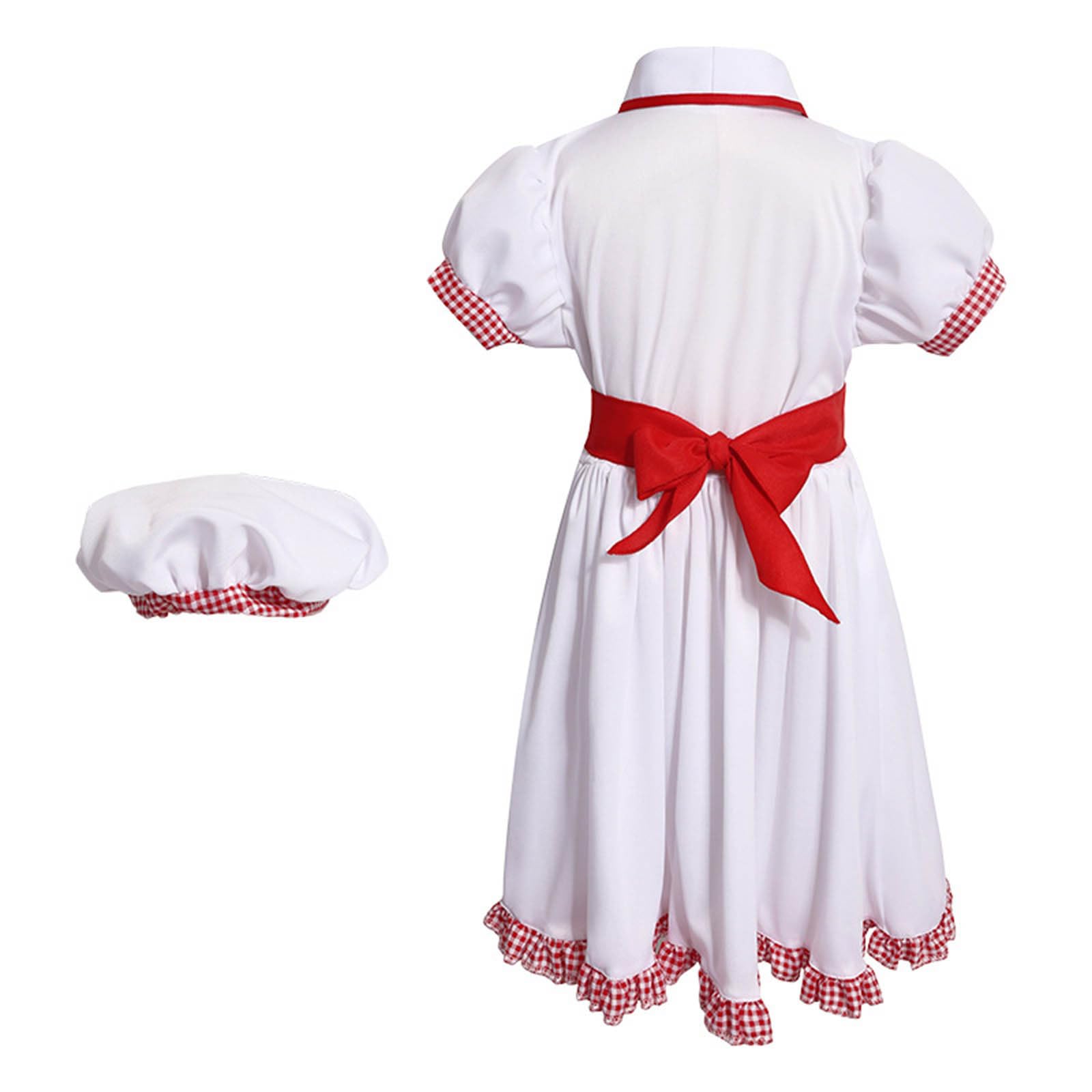 2026-Einschulung Kleidung Halloween-Kochkostüm-Set für ideal für Schulveranstaltungen Rollenspiele Backaktivitäten inklusive Kleid Mütze Schürze sowie rotem Schal perfekt für Partys Feste Feiern im