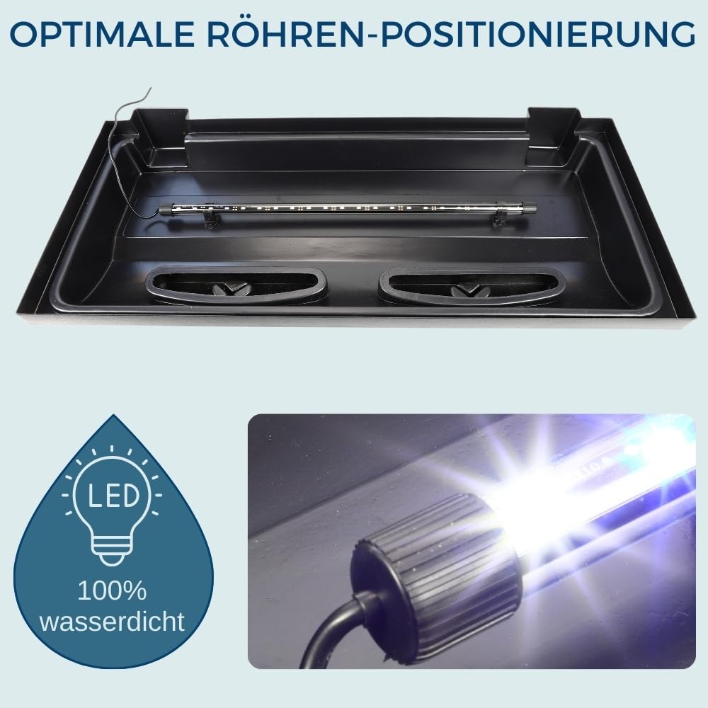 Aquarium Abdeckung LED Licht 80x35 cm Schwarz mit Beleuchtung