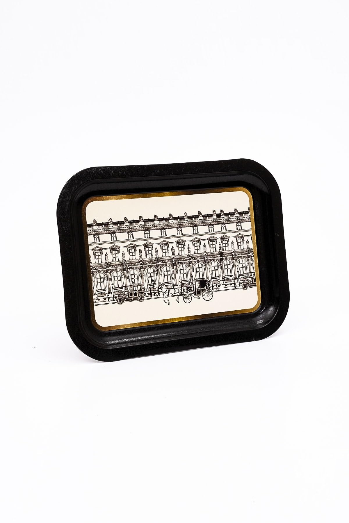 Alsaif Gallery EVLE-City Desenli Metal Tepsi - Çay Kahve Tepsisi - Sunum Tepsisi 23 Cm X 31 Cm (City)