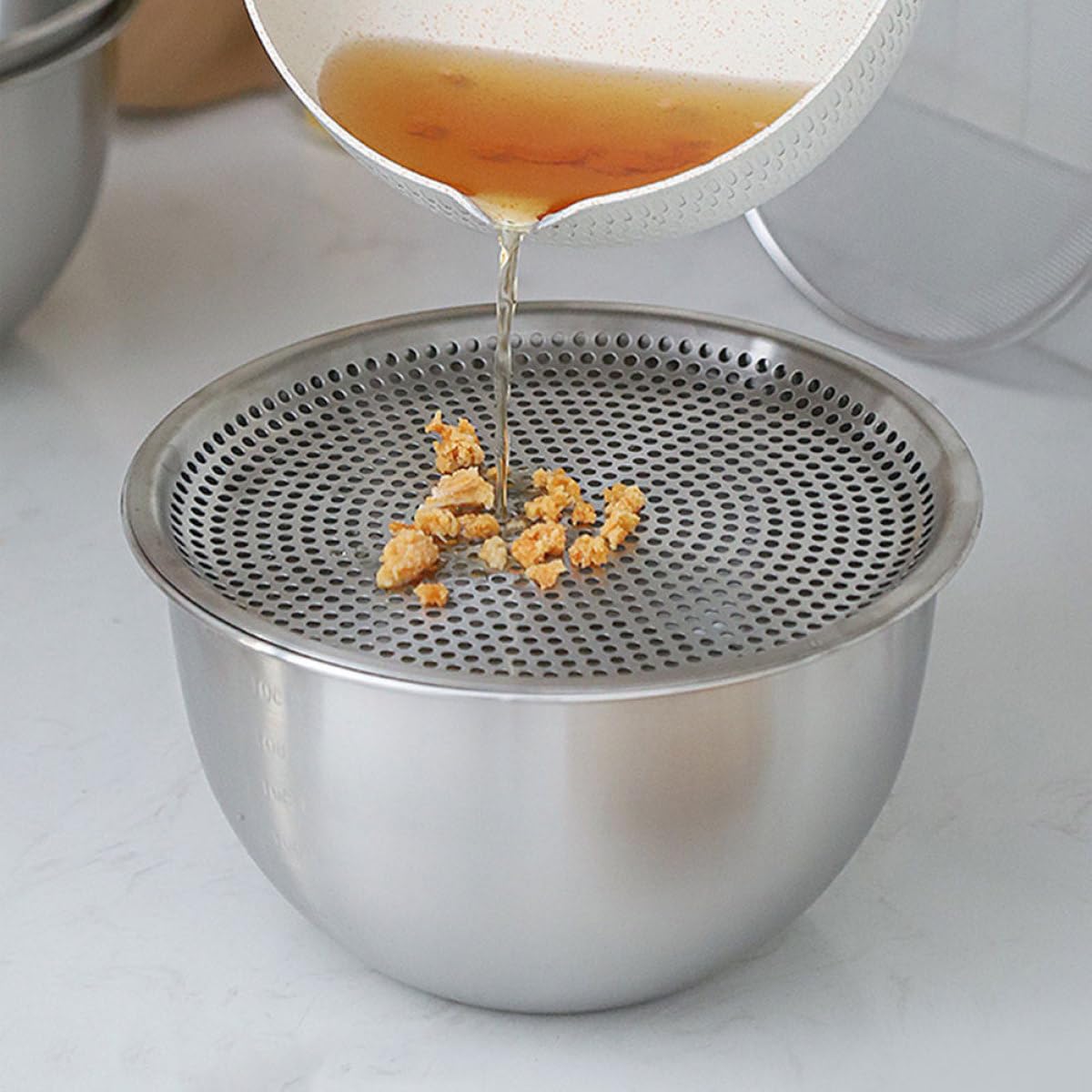Ipetboom Passoire en Acier Inoxydable 3 Pièces avec Bassine Multifonctionnelle pour Égoutter Laver le Riz et Mélanger Set de Bols la Cuisine Résistants et Empilables Usage Alimentaire