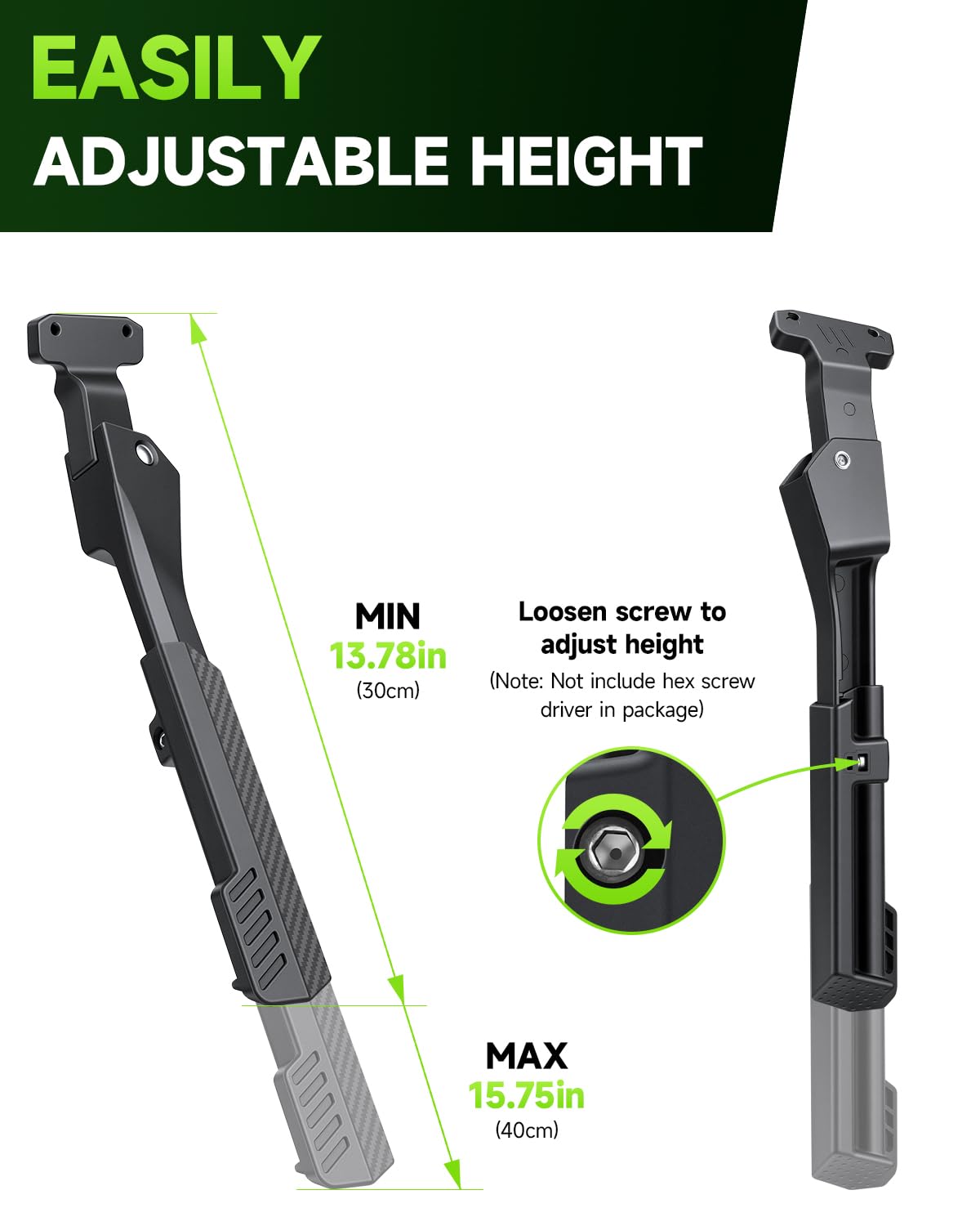 WSDCAM Cavalletto per bici elettrica, cavalletto posteriore resistente regolabile per bici da adulti, cavalletto in lega di alluminio per bici da 24"-29", mountain bike e dirt bike, 2 fori 40 mm di