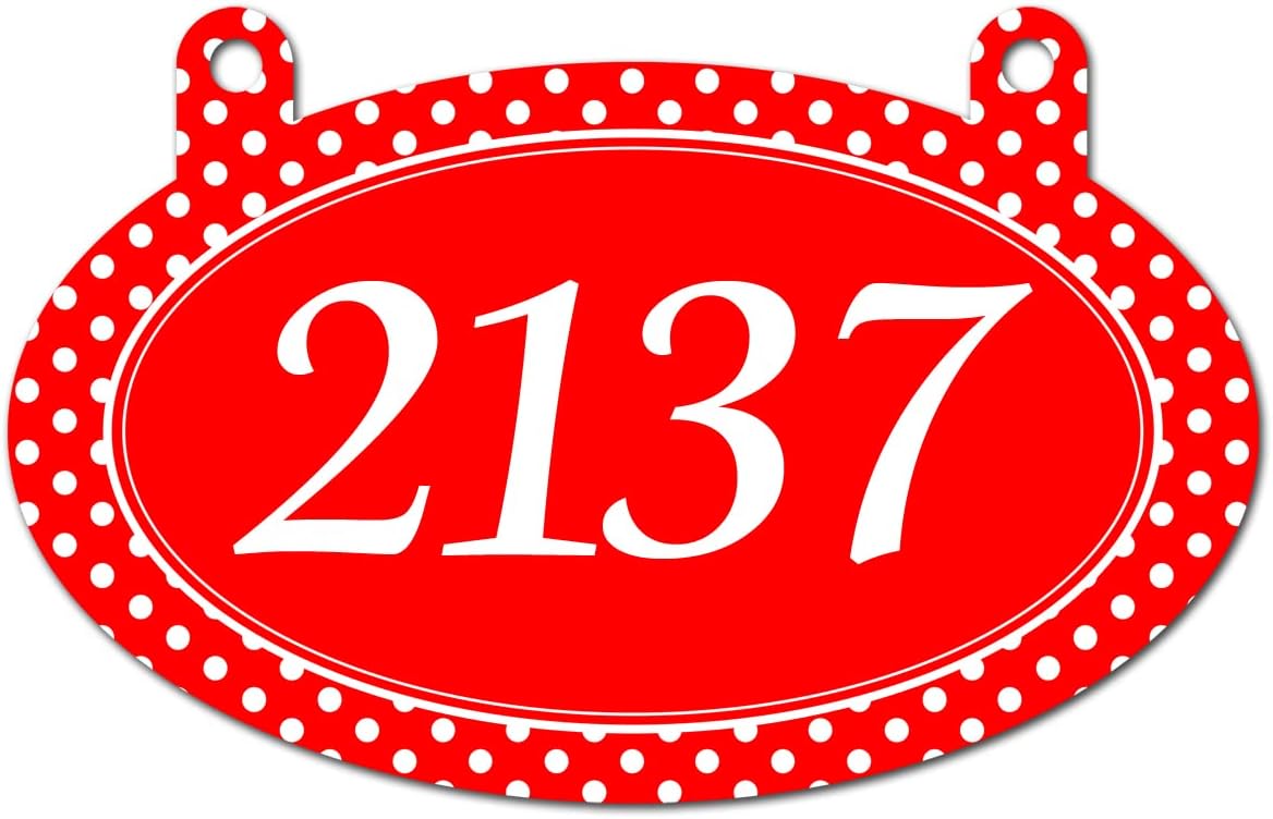 VWAQ Custom Address Aluminum Sign Polka Dots for Mailbox - Double Sided Reflective Hanging Personalized House Numbers Plaque - AS2S10 (Green)