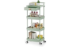 Sturdy 4-Tier Rolling Cart with Multi-Purpose Storage
