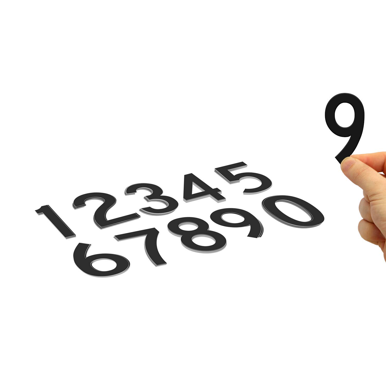 SmartSign Number Stickers 0-9 Die-Cut Vinyl Number Labels | 100 Pieces Kit, 3" Character Height, Black, Made in USA