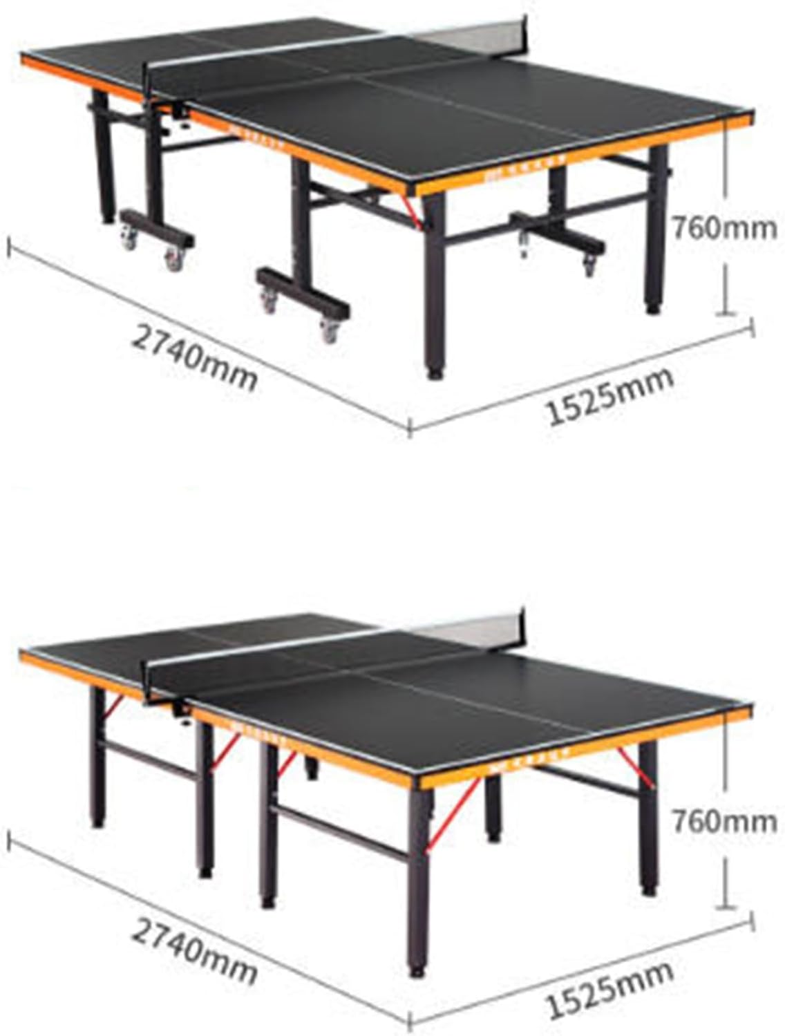Tournament Table Tennis Table, Thick Professional Ping Pong Table with Stable Frame & Net, All-Weather Indoor Outdoor Folding Table with Wheels