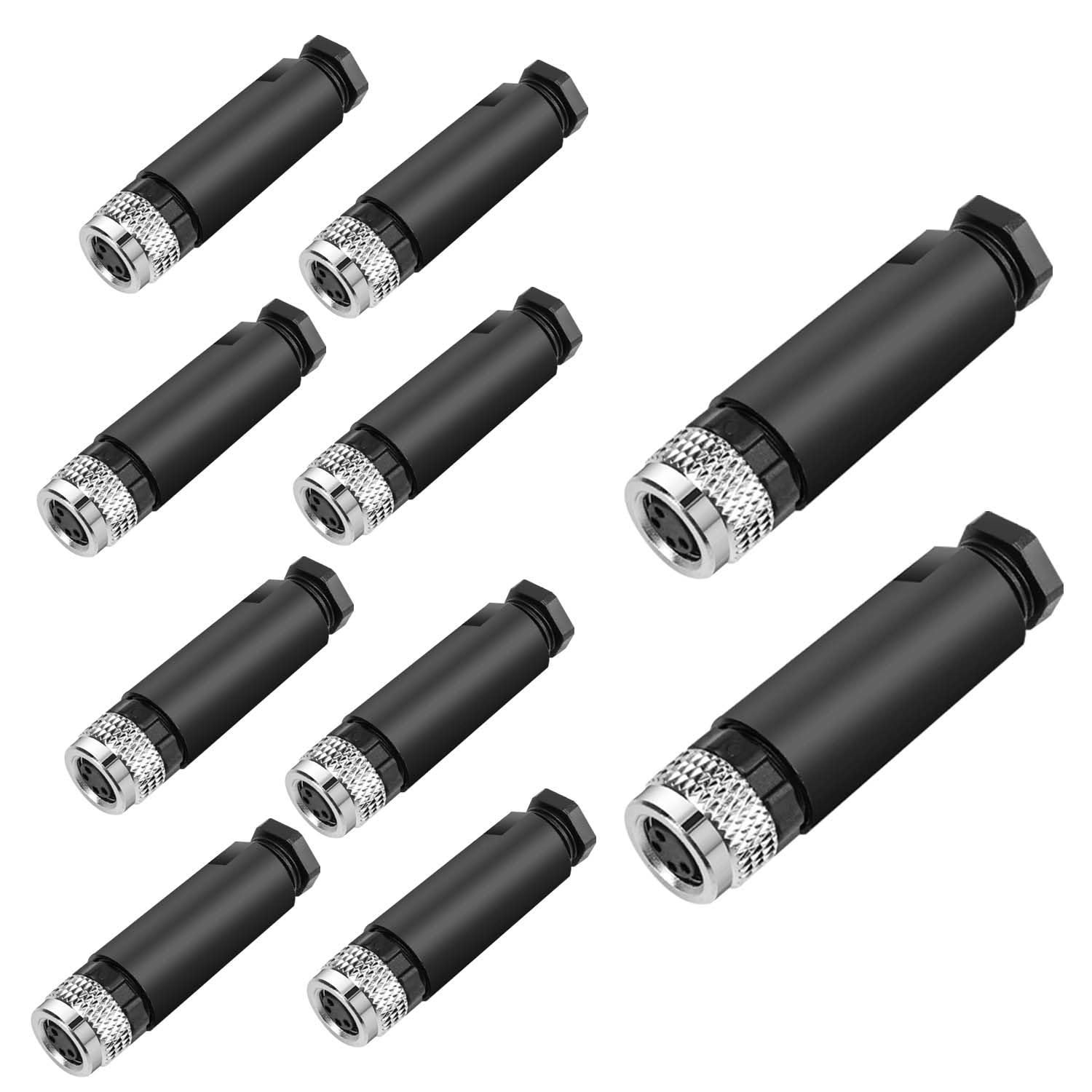 10Pcs M8 4-Pin Aviation Connector Female, Industrial A Coding Field Assembly Plug 8mm IP67 Waterproof for Circular Socket Panel Sensor