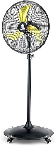 FUGOO Ventilador de pedestal oscilante silencioso para exteriores de 20 pulgadas con motor de CC sin escobillas sellado, ventilador impermeable de 4