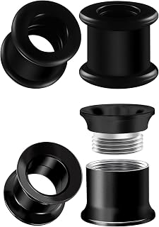 Internally Threaded Surgical Steel Black Double Flared Tunnel Piercing Jewelry Stretcher Ear Plug Earring Lobe Tunnel