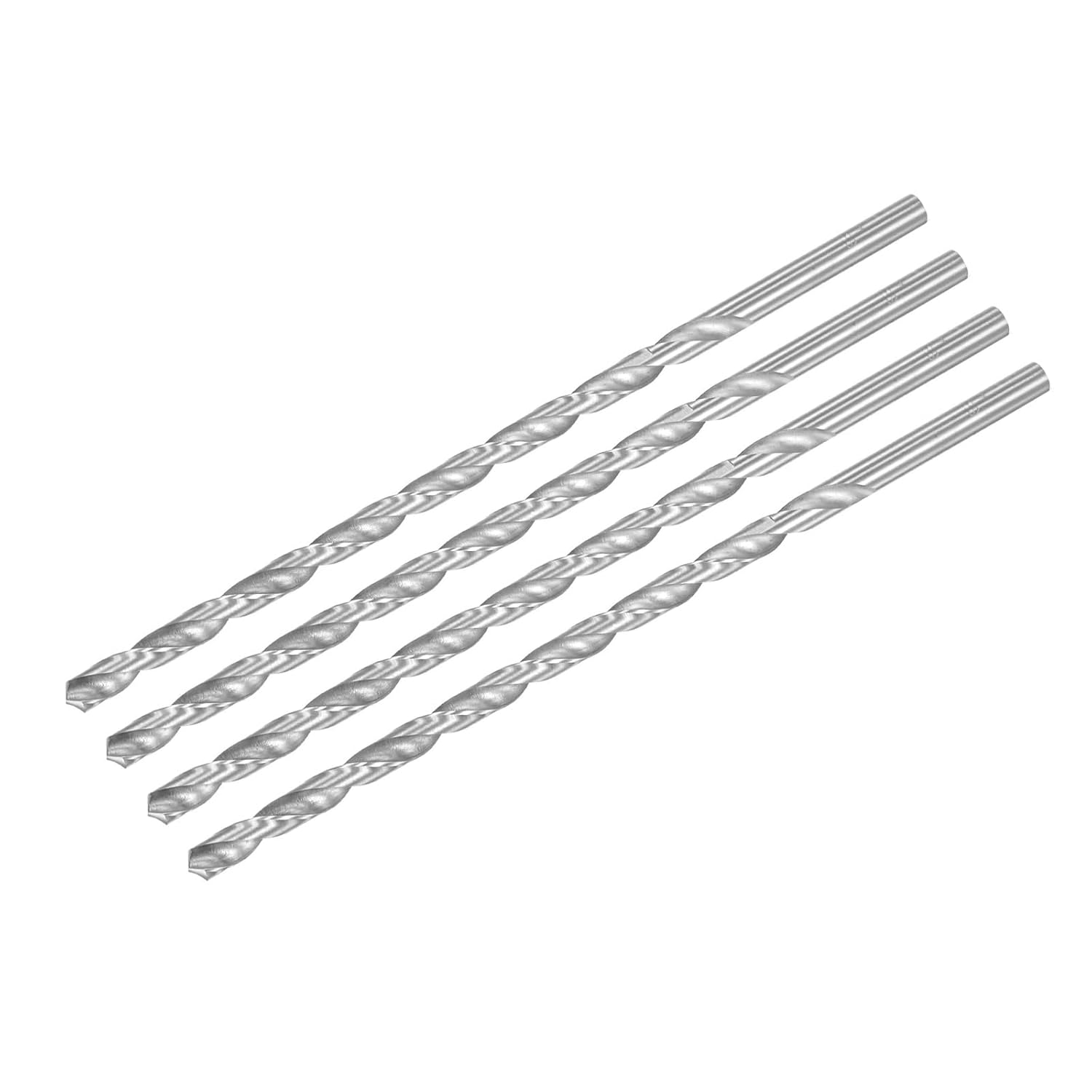 uxcell 4pcs 7mm Dia 200mm Length High-Speed Steel Straight Round Shank Twist Drill Bit