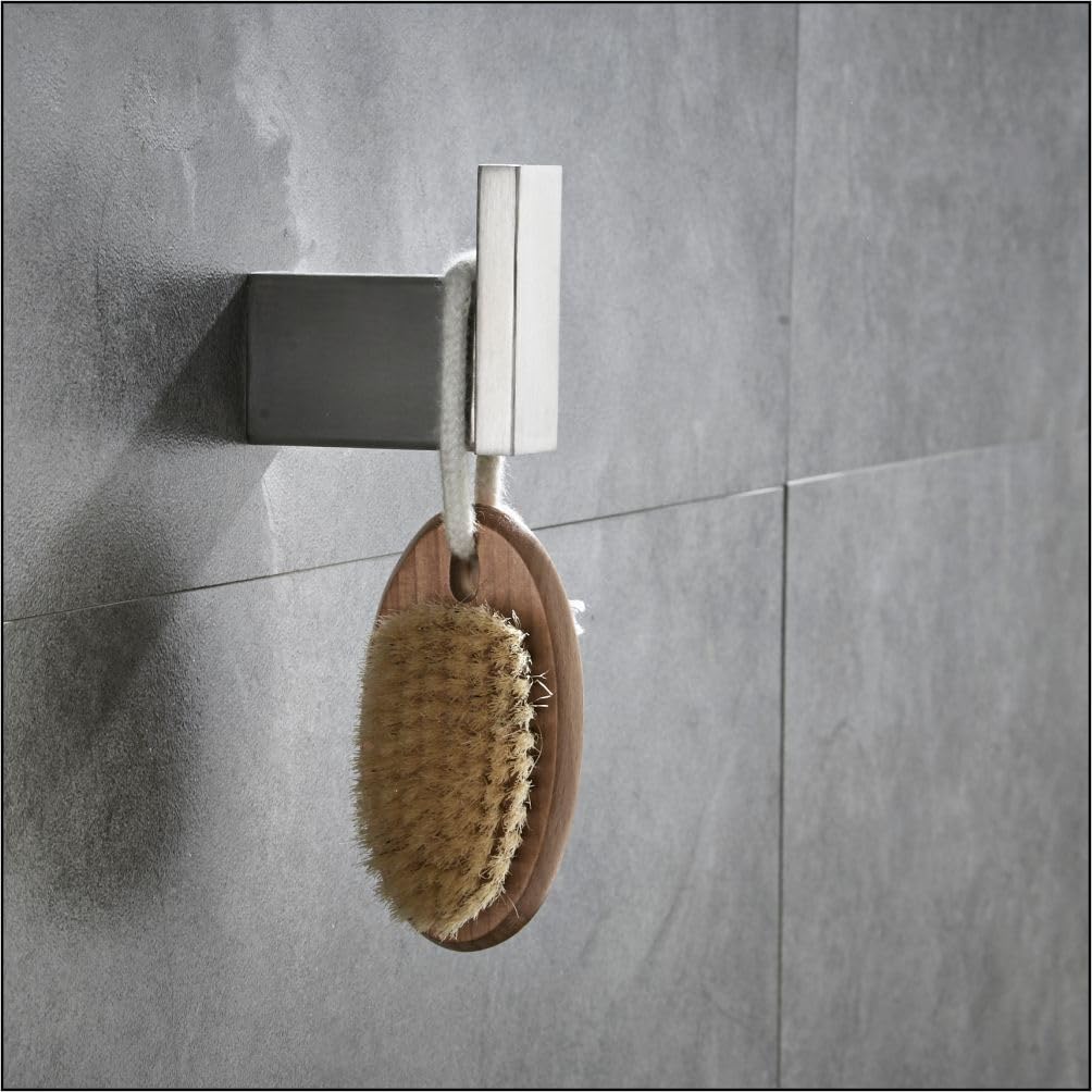 Kit de accesorios de baño - 4 piezas en acero circulante 304 - Diseño moderno con fijación invisible - Acero cepillado - 2