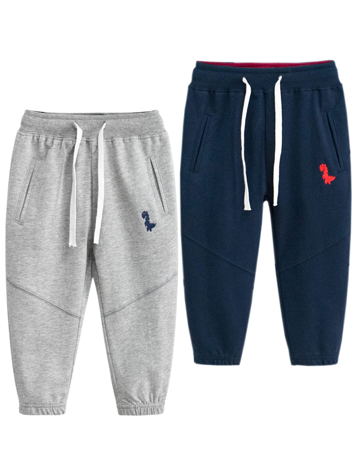 ARTMINE Boys 2-Pack Cotton Athletic Pants Casual Jogger Pants, 1-8T