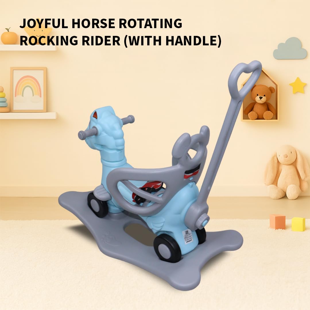 Amazon Brand - Jam & Honey 3-in-1 Ride-On and Rocker with Parental Handle | for Kids 2-5 Years Old | Non-Toxic PE | Durable and Safe with Seat Belt | BIS Approved | Blue 4