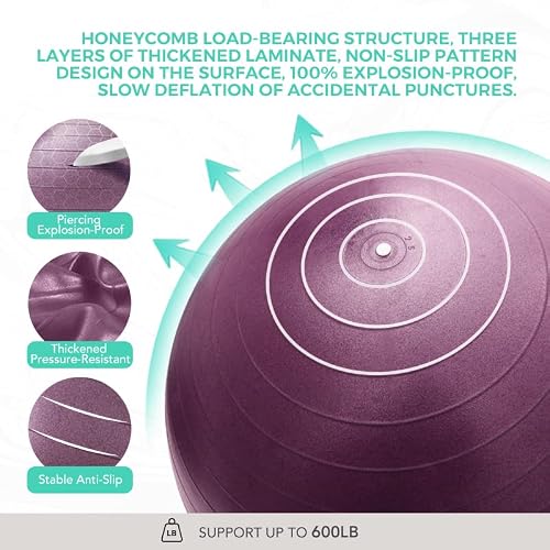 ENOVI Care+ Birthing Ball, Yoga Ball for Pregnancy, Exercise Ball Specially Designed for Mothers-to-Be (XL (68-75cm), Starry Violet) - Thumbnail 7