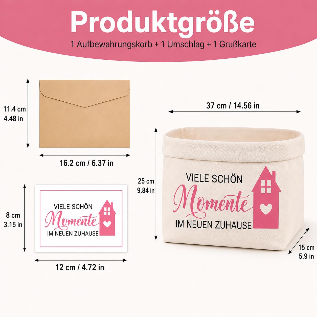 Einzugsgeschenke Wohnung Brotkorb, Beige Stoffkorb Mit Karte Umschlag, Geschenk Zum Einzug Ins Haus, Brötchenkorb Einzugsgeschenke Haus,Wumzug Geschenk für Freunde Familie Paare Kollegen
