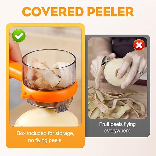 Miniatura 3 de 2 cuchillos peladores con caja de almacenamiento, nuevo pelador de verduras 2025 con contenedor, pelador de verduras multifunción para niños y