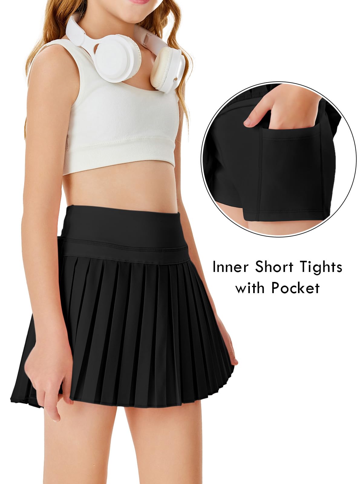 Haloumoning Faldas plisadas para niñas con pantalones cortos, falda de | Falda de tenis plisada para niñas, falda de golf, con bolsillos, falda para niñas, deporte, rendimiento