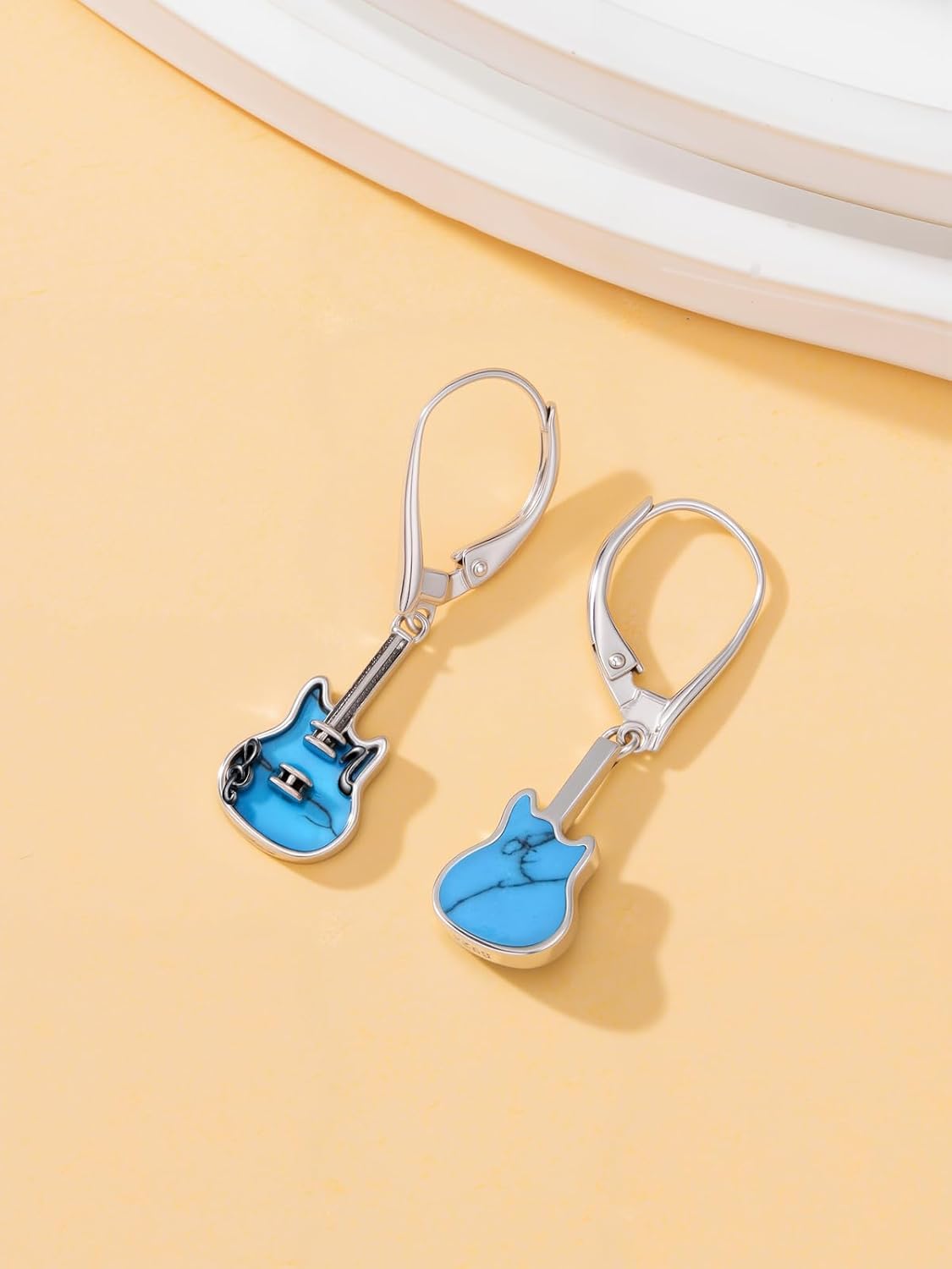 Music Earrings for Women 925 Sterling Silver Turquoise Music Jewelry Musical Dangle Drop Jewelry Gifts for Women Her - Image 2
