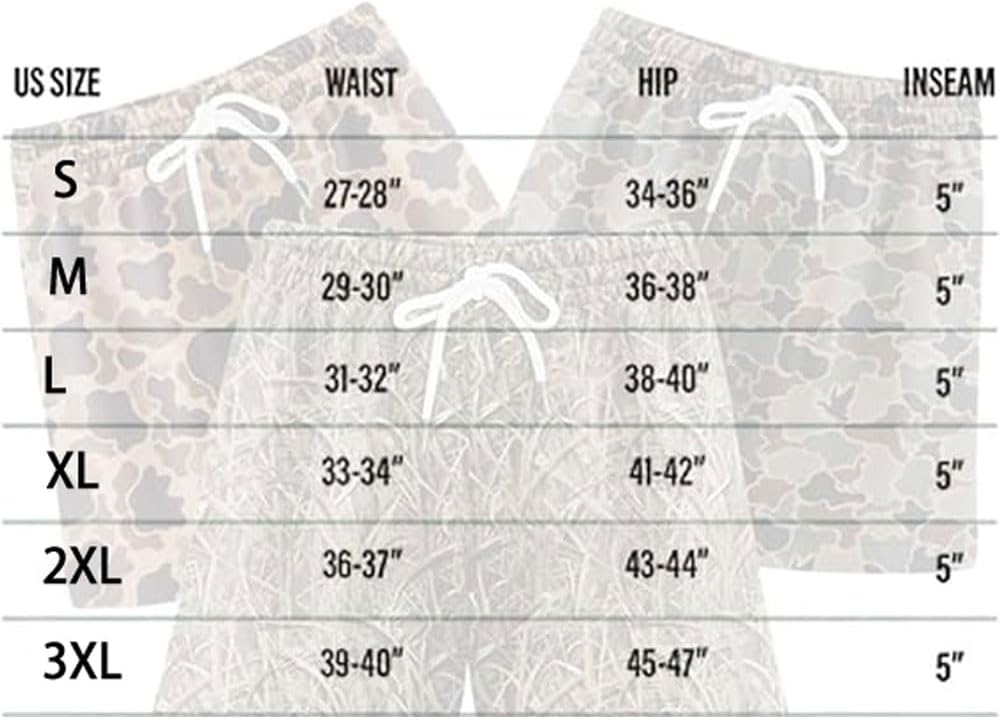 Pack 3 Duck Hunting Camo Shorts - 5 Inch Inseam Camo Mesh Design, Daily Wear Mesh Outdoor Men Women