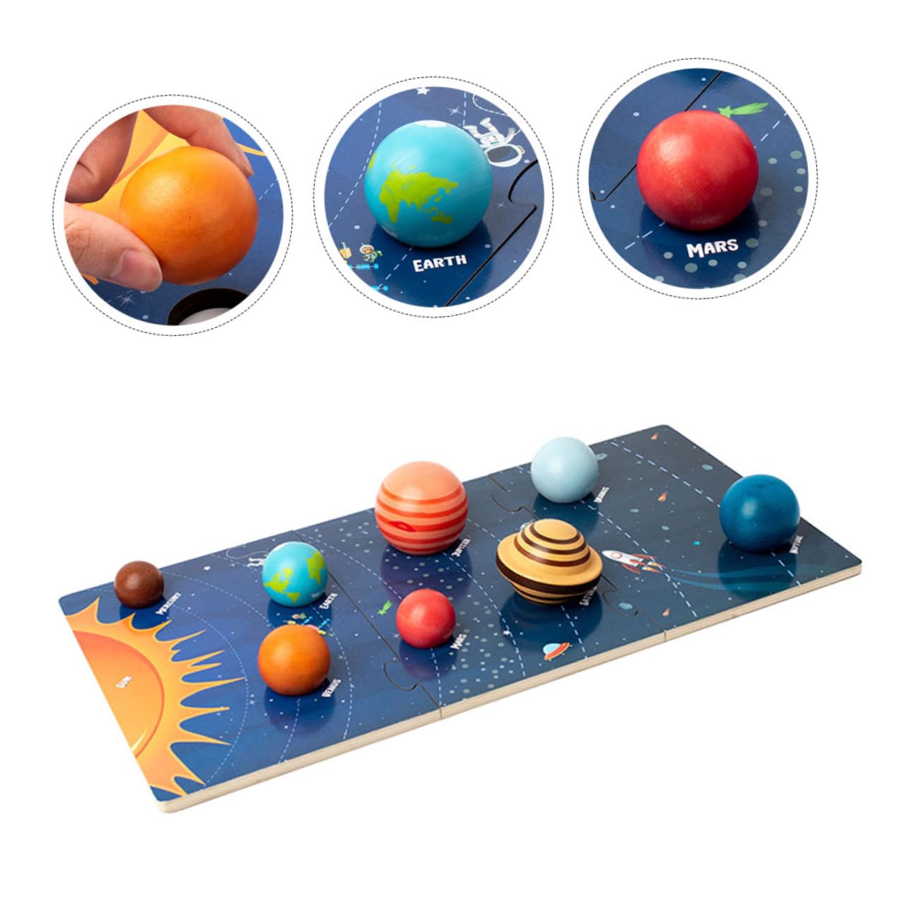 Bloques Cognitivos Planetarios en Madera, 1 Juego Infantil para Niños | Preescolar, Piezas Grandes y Superficie Lisa, Diseño Integrado, Mejora Habilidades de Aprendizaje en Aula
