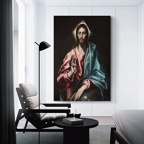 Miniatura 3 de El Greco - Póster de Salvator Mundi El Salvador y arte de pared, póster moderno para decoración de dormitorio familiar, 16 x 24 pulgadas (15.7 x