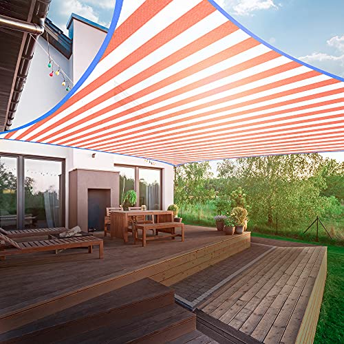 Amasava Sun Shade Sail Rectangle, 10' x 13' Outdoor Shade Sail, Outside Sail Shade Canopy for Garden, Wind Shade for Yard Carport (Red and White)
