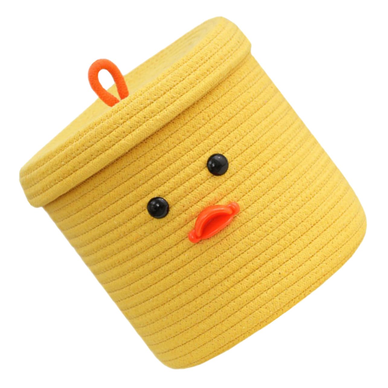 Panier de rangement bureau jaune canard en corde de coton tressé