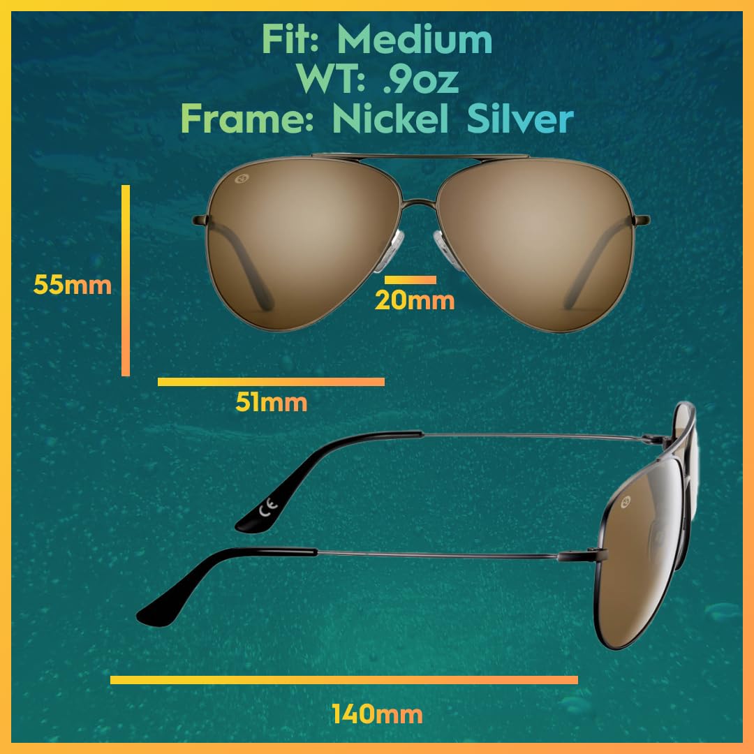 Flying Fisherman Crew Polarized Sunglasses, Matte Copper Frame, Amber Lens, Occhiali Unisex Adulto, Telaio in Rame Opaco/Lente Ambra, Medium