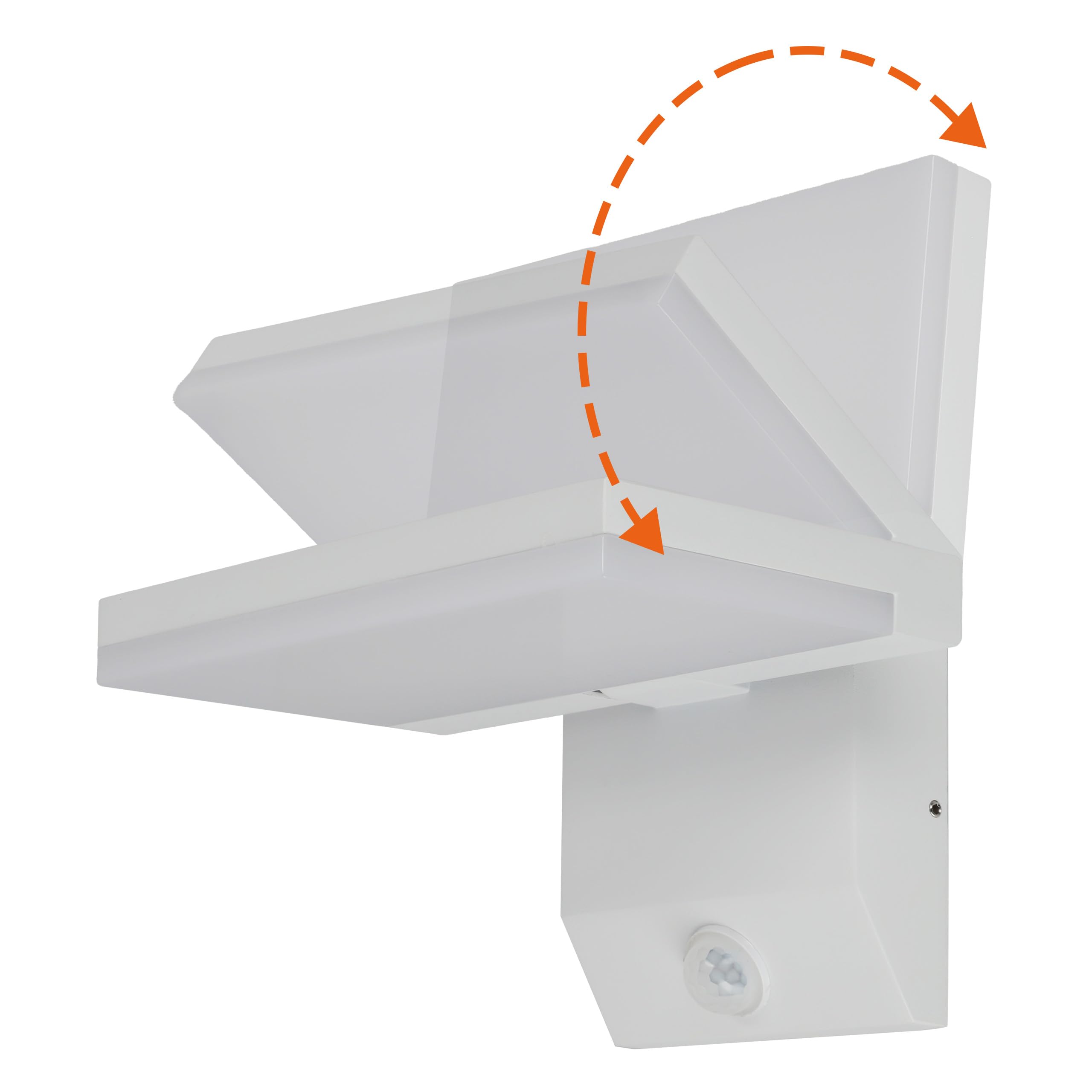 Außenwandleuchte, LED mit Bewegungsmelder, superhelle Lampe mit einstellbarem Abstrahlwinkel, Schutzart IP54, modernes Design, 1620 lm, 18 W, warmes Licht, (Farbe Weiß)