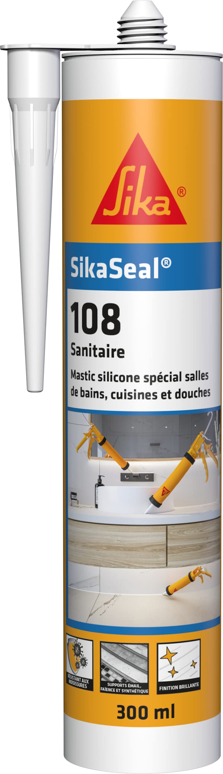 Stanley STST81337-1 Paire de tréteaux en métal & SikaSeal 108 Sanitaire Transparent, Mastic Cuisine & Salle de Bain Anti-Moisissures
