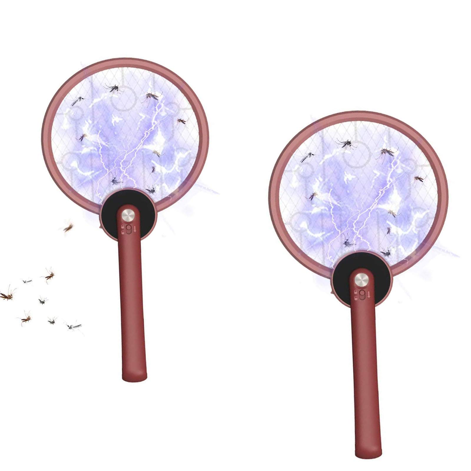 Racchetta Elettronica Fly Swatter, Racchetta Pieghevole e Lampada Anti-Zanzara con Luce UV, Illuminazione a LED, USB Ricaricabile, 3 Strati di Rete di Sicurezza, Perfetta per Interni ed Esterni