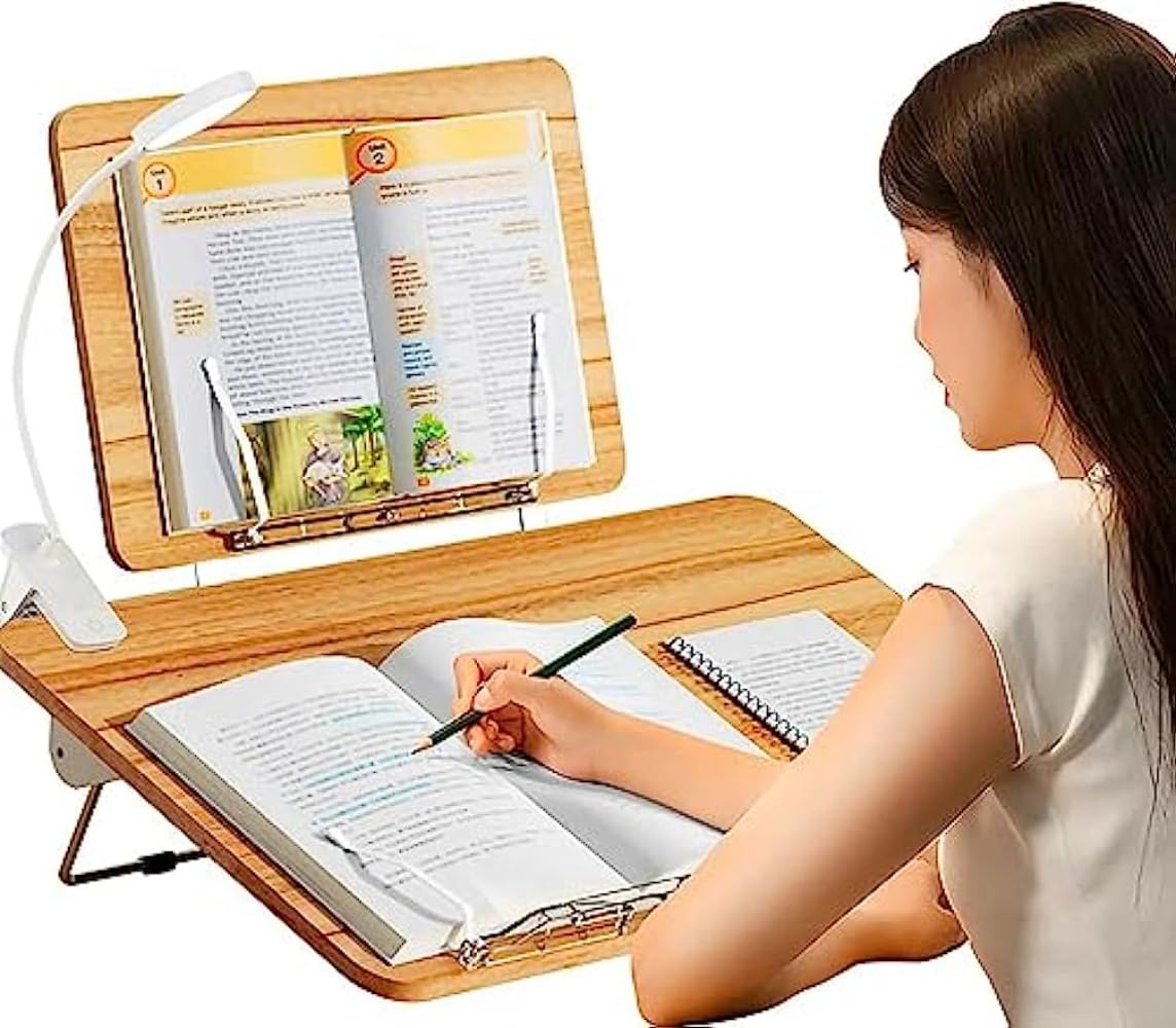 Amazon | 傾斜台 勉強 書見台 卓上 大型 学習台 ランプ付き 二重 書見  