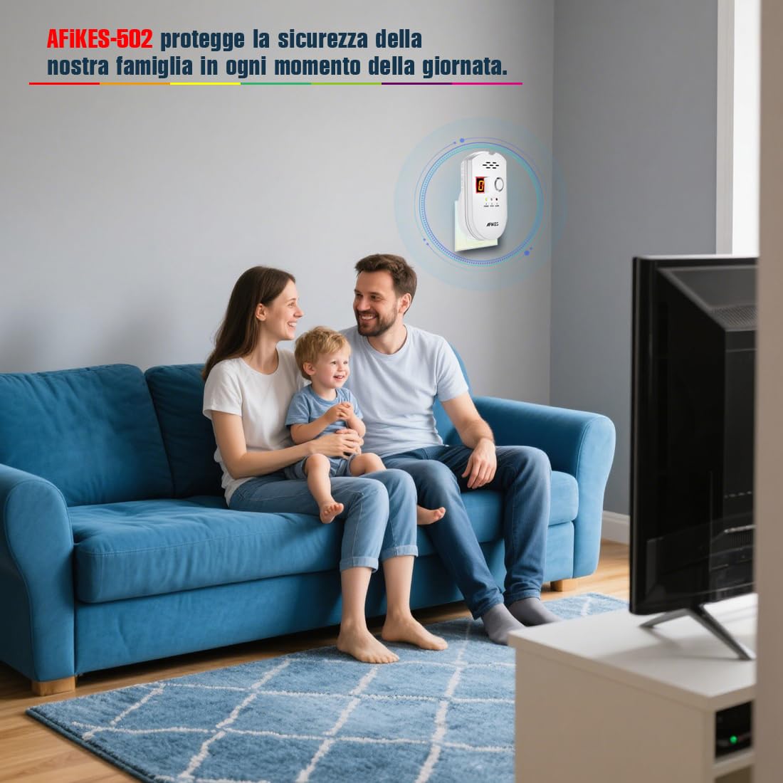 AFiKES - Rilevatori di gas, Allarme GPL/gas naturale/gas di città, con allarme acustico e display digitale a LED, monitor di metano e propano butano (Bianco)
