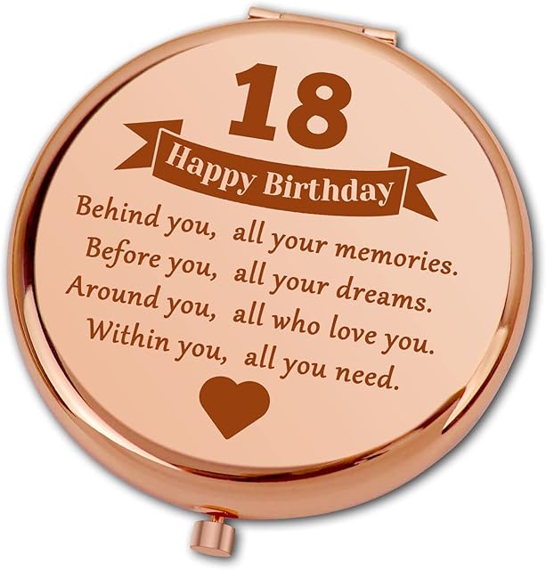 Ximalun Sweet 18 Birthday Gifts for Girls Happy 18th Birthday Gifts for Sister Daughter Granddaughter Niece Friend Bestie Compact Makeup Mirror for Her 18 Year Old Birthday Gifts for Girls