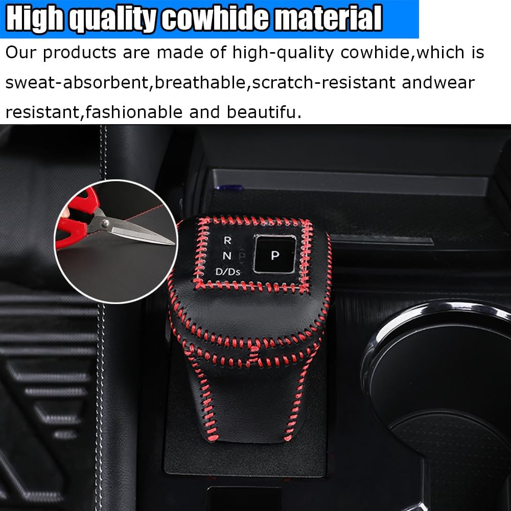 Custom Interior Accessories for Nissan Rogue 2022 2023 2024 2025 2026 Leather Automatic Gear Shift Knob Cover,Transimission Boots Shift Lever Leather Sheath(Carbon Fiber Style)