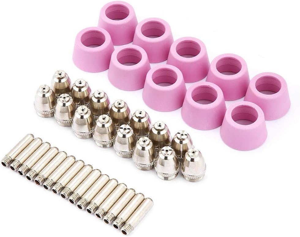 Plasma Cutter consumables, 40pcs Galvanized nozzles electrodes Ceramic Cups kit, with Material, for SG55 AG60 Torch CUT60 LGK60 P60