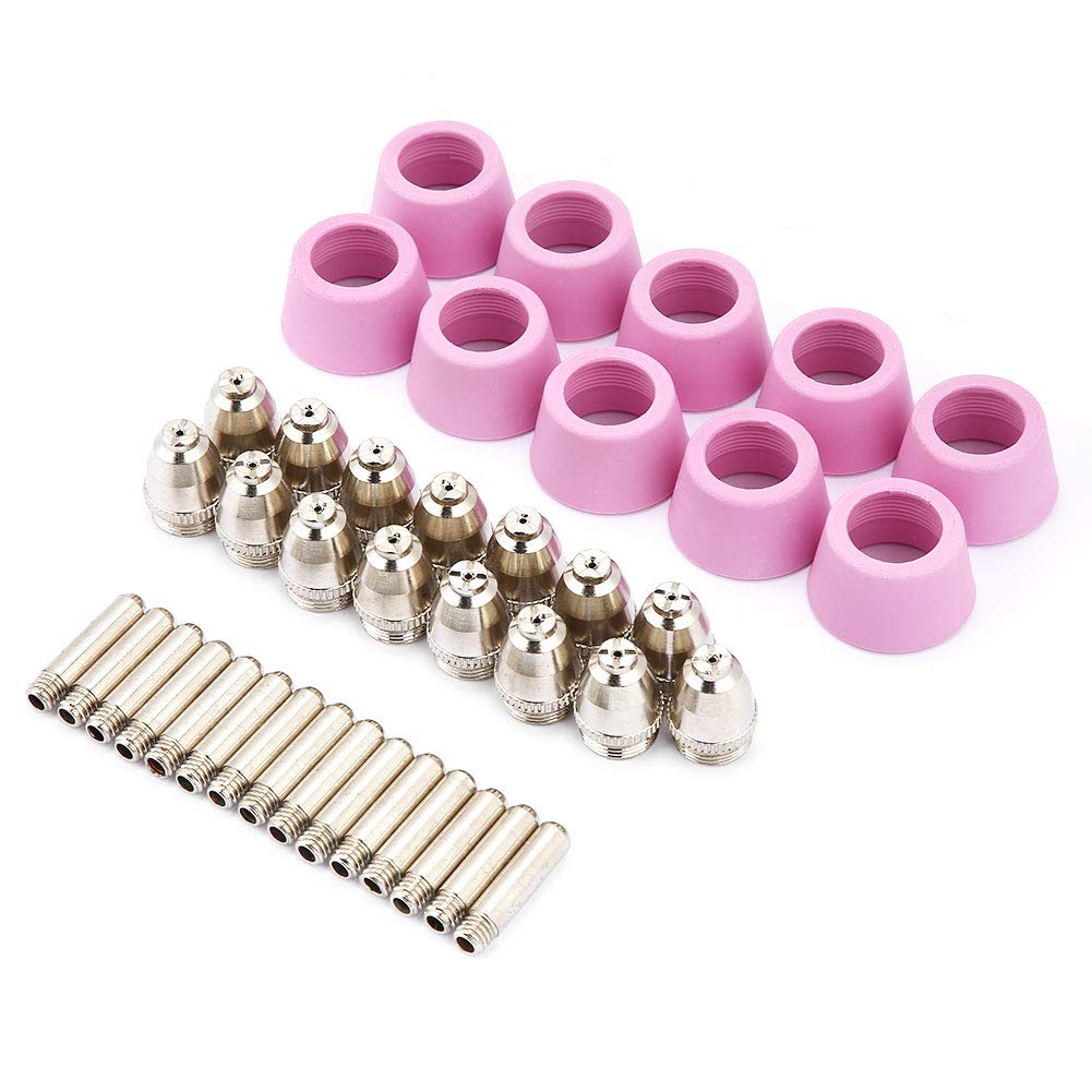 stahlwerk,40pc/set AG60 SG55 Plasma Cutter Cutting Torch Consumables Electrode 40 Teile/Satz Keramikdüsenschneider, Plasmaschneidbrenner, Nozzles Cups Kit Elektroden, Düsenzubehör, Tip Fit-Brennerz