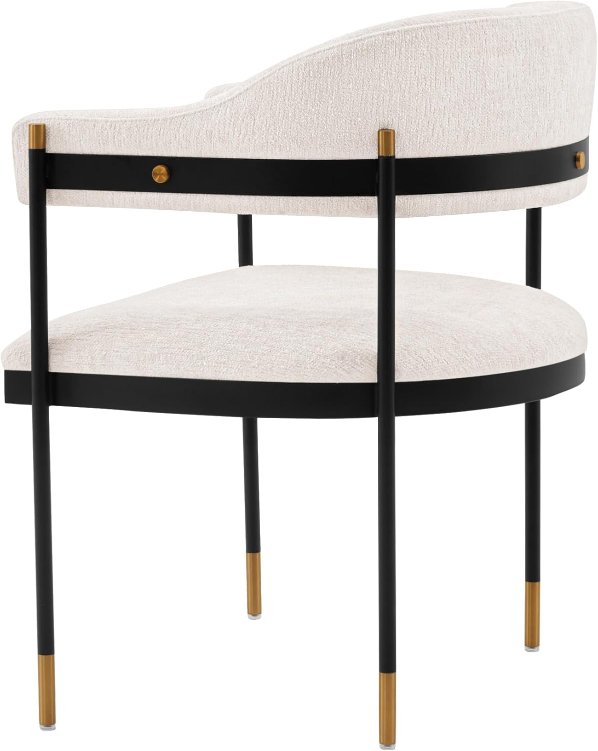 Manhattan Comfort Lia Boucle Dining Chairs with High Density Foam Padding, Stunning Metal Frame with Gold Accents and Floating Back Design, Fully Assembled Kitchen Armchair, Set of 2, Cream