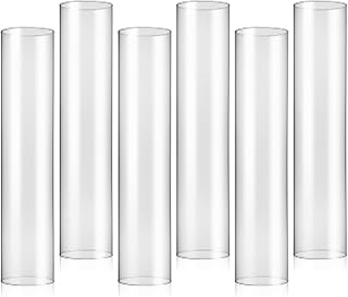 6 Pcs 2.5" W x 12" H Hurricane Candle Holder Sleeve Bottomless Glass Cylinder Candleholder Tall Candle Glass Cover Clear Open Ended Candle Wedding Decor Home Wedding Christmas Table
