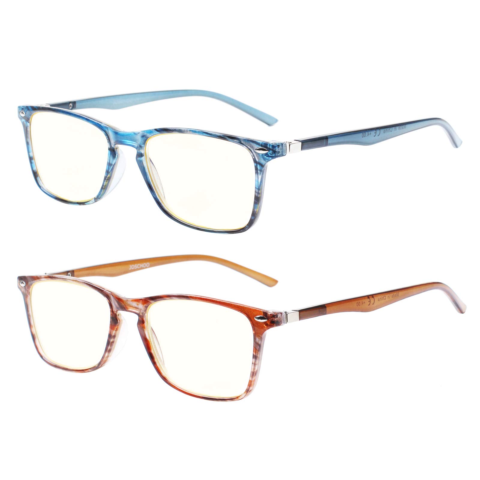 JOSCHOO Computer Reading Glasses 2 Pack Blue Light Blocking Glasses Readers for Women Men Eyeglasses Frame