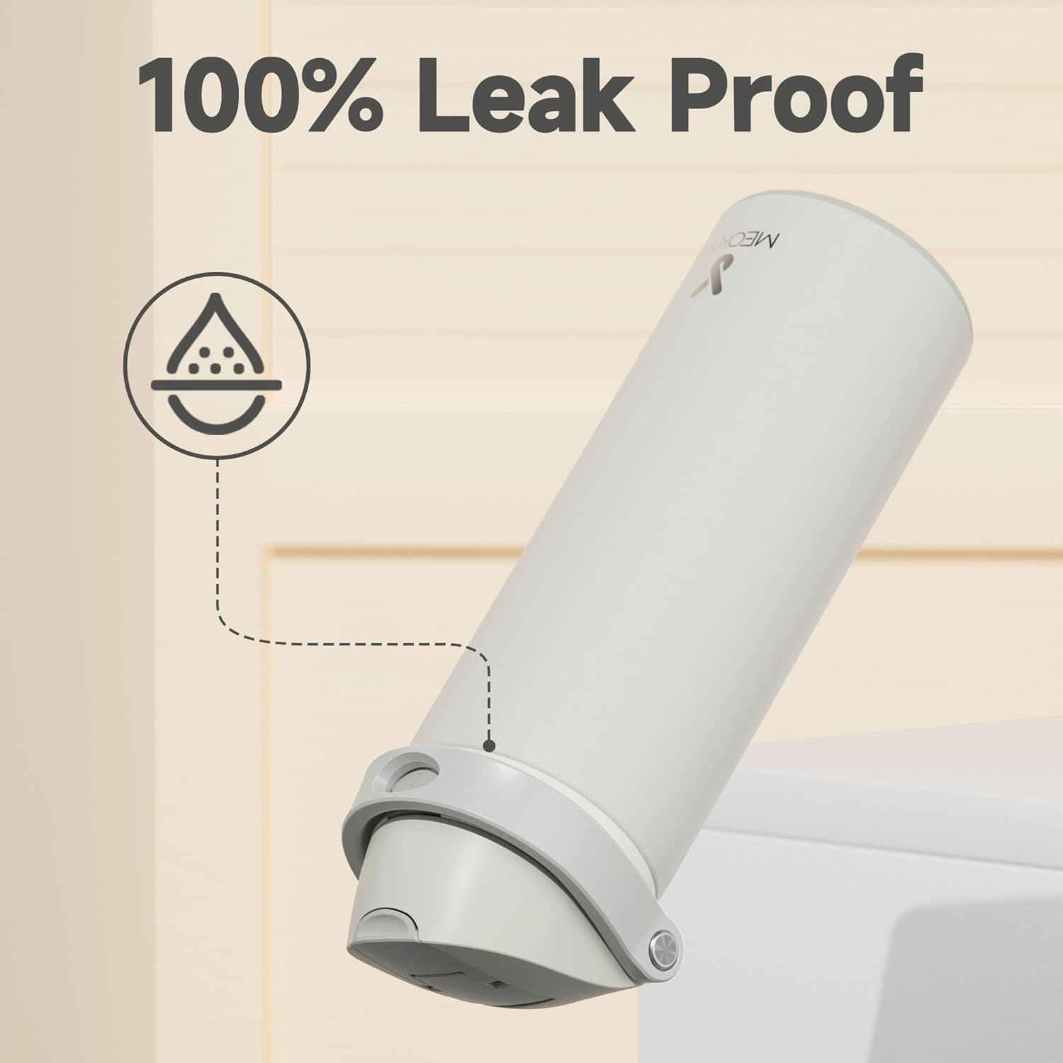 24 oz Insulated Water Bottle with Straw: Meoky Stainless Steel Metal Water Bottle with 2-in-1 Lid - Leak Proof, Cold for 24 Hours, Protective Silicone Base, BPA-Free for Sports Travel Car, Ivory - Image 7