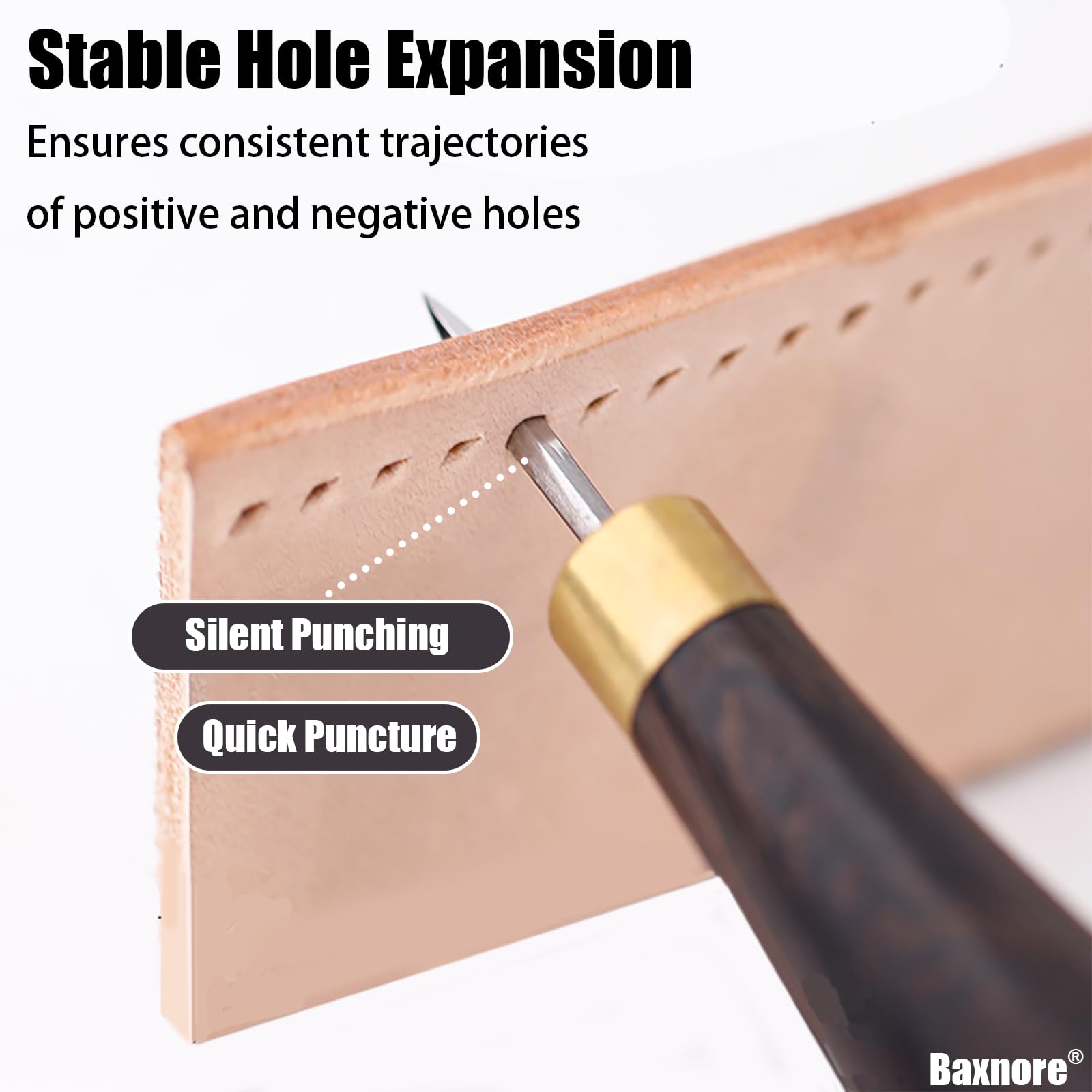 3 pezzi punteruolo da sarto in pelle, punteruolo in legno a forte penetrazione, punteruolo da cucito a forma di zucca, secchio con manico in legno per pelle 3 mm 4 mm 5 mm