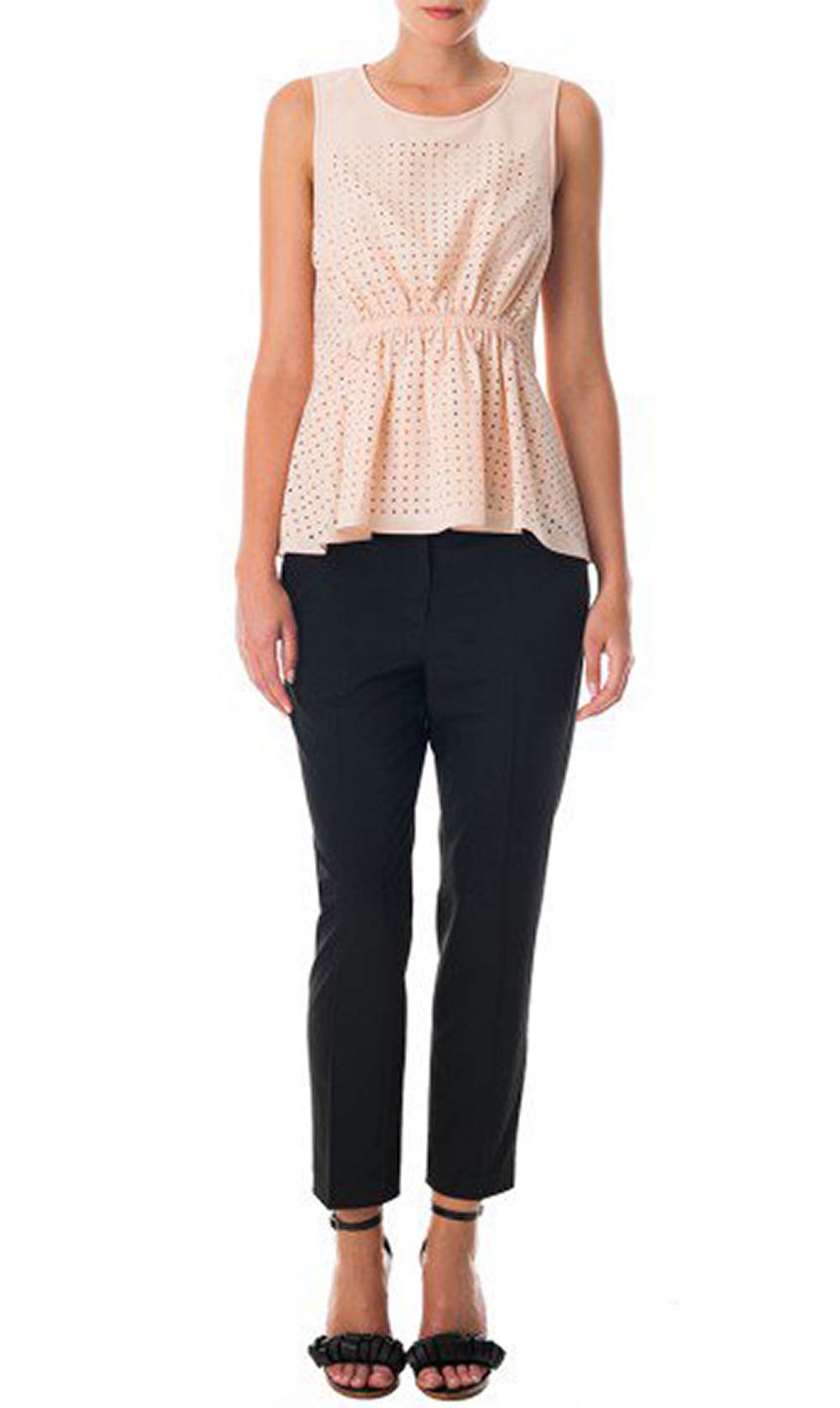 TibiWindowpane Cut Out Shirred Tank in Blush (6)