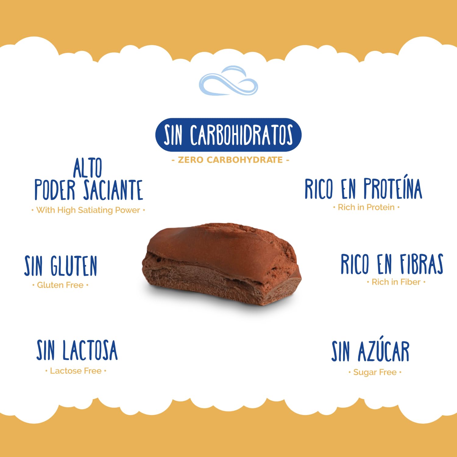 Nuvola Zero - Plumcake Zero Sabor Cacao Sin Carbohidratos, Snacks Sin Lactosa, Sin Azúcar, Sin Gluten, Rico en Fibra, Pack de 12 uds, Made in Italy