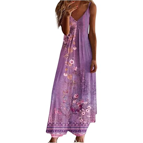 Ceboyel Boho Dresses for Women 2023 Long Summer Dress Sleeveless Spaghetti Strap Sundress Trendy Causal Ladies Outfits