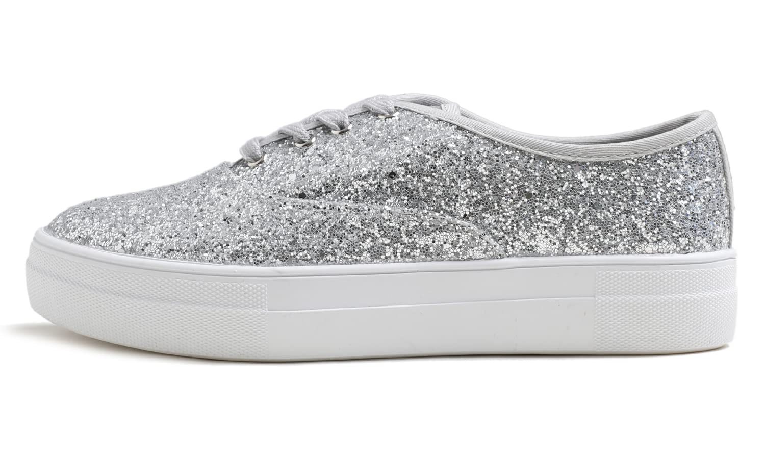 FEVERSOLE Women's Fashion Dress Sneakers Party Bling Casual Flats Embellished Shoes