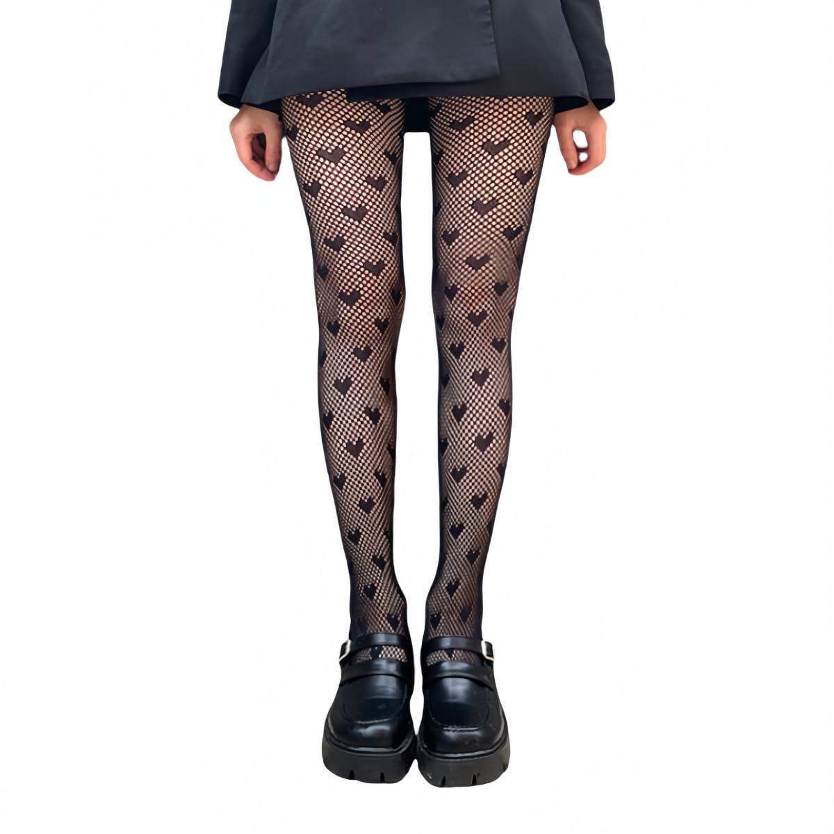 Malustar Patterned Fishnet Tights (Sweet Heart Black)