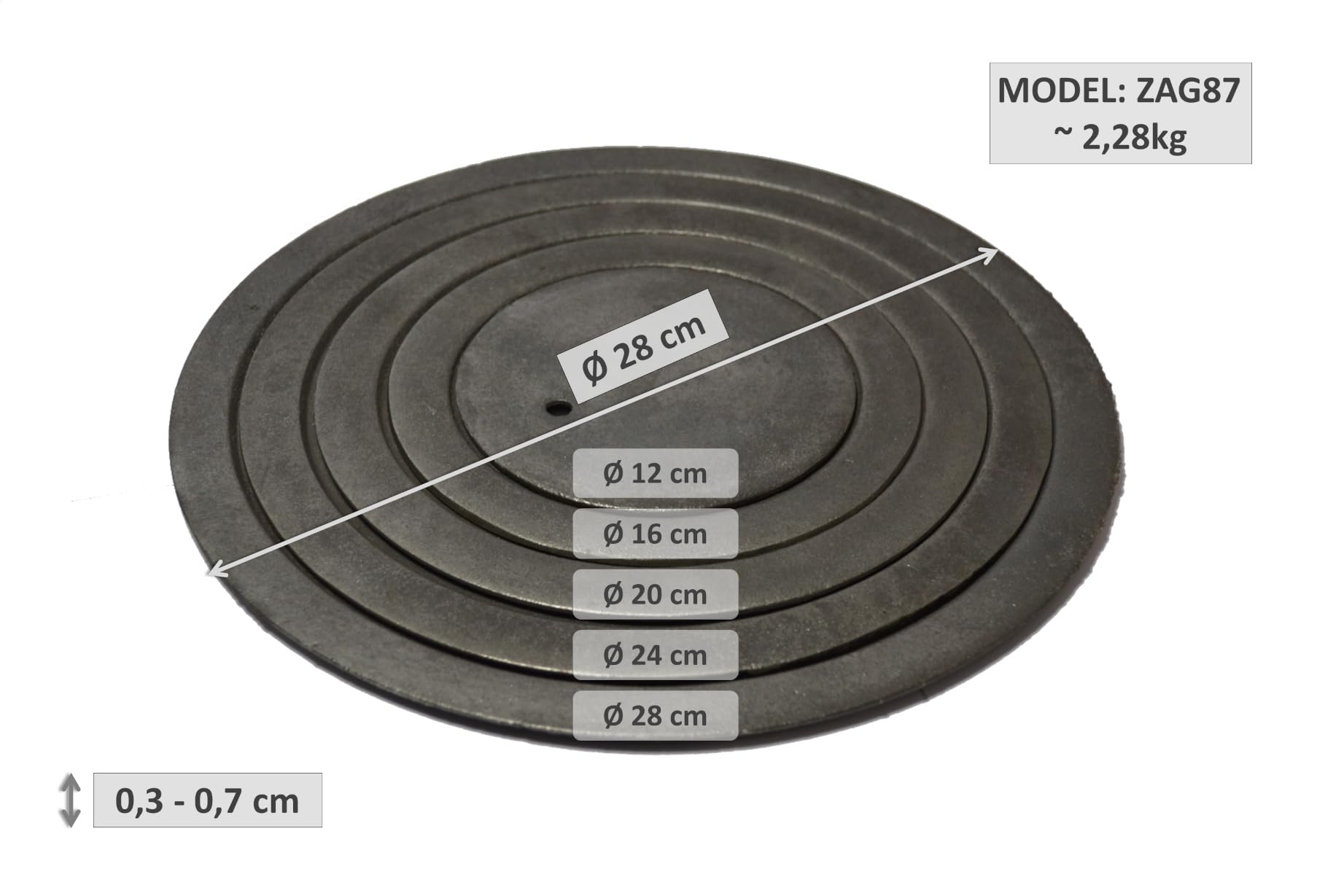 SEZAM Ofenringe Feuer Herdringe Ofenplatte Ofenring Gussringe Gusseisen Ringe 12, 16, 20, 24, 28, 32 cm (∅ 28cm)