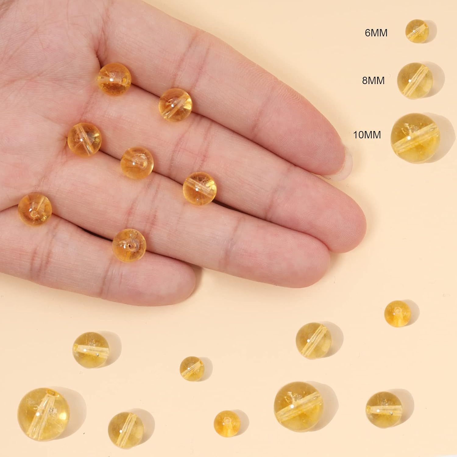 45pcs 8mm Natural Citrine Gemstone Energy Healing Crystal Round Loose Stones for Jewelry Making, DIY Bracelets Necklaces - Image 4