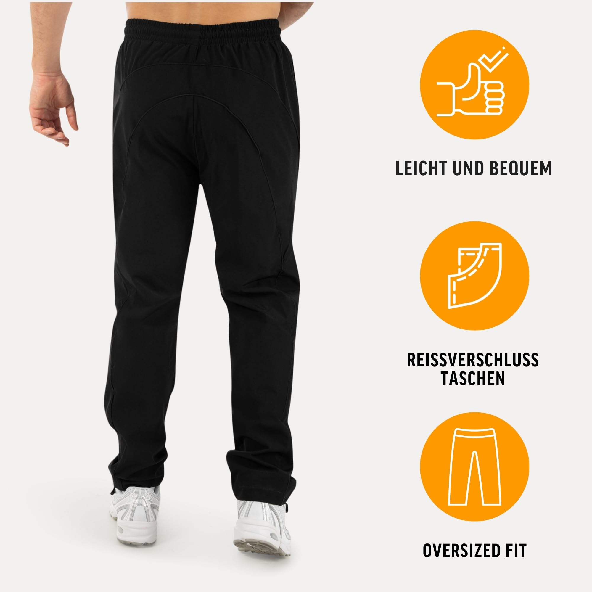 SMILODOX Trainingshose Herren Kyson, Oversize Fit Jogger Hose mit Kontrastpaspeln, Reißverschlusstaschen & verstellbarem Saum, leichte Sporthose für Gym, Freizeit & Streetwear, Trackpants